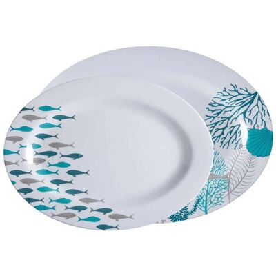 Marine Business Coastal Set of 2 Melamine Plates - Serving Plate Marine Business Coastal Set of 2 Melamine Plates - Serving Plate