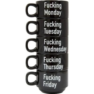 FISURA - Mug Set F*cking Week Black with Messages - Gift FISURA - Mug Set F*cking Week Black with Messages - Gift