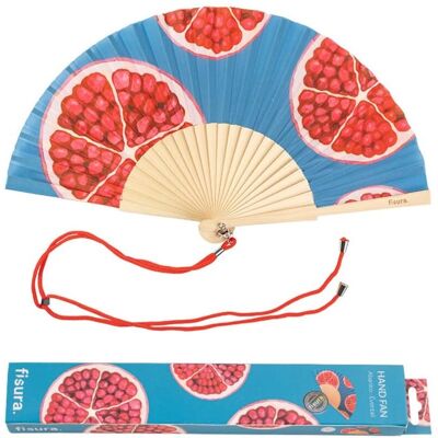 FISURA Hand Fan - Pomegranate Pattern - 42.5x23cm FISURA Hand Fan - Pomegranate Pattern - 42.5x23cm