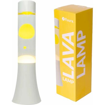 FISURA Gele Lava Lamp - Lava Lamp, 30cm, Witte Basis FISURA Gele Lava Lamp - Lava Lamp, 30cm, Witte Basis