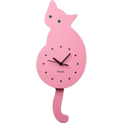 Orologio da Parete Gatto Rosa - Silenzioso, 46x8 cm - Legno FSC Orologio da Parete Gatto Rosa - Silenzioso, 46x8 cm - Legno FSC