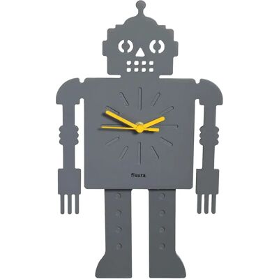FISURA Roboter Wanduhr - Leise 38x20cm - Holz & ABS Dekor FISURA Roboter Wanduhr - Leise 38x20cm - Holz & ABS Dekor