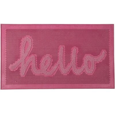 Tapis de porte rose 'hello' original - Entrée - Publicité Tapis de porte rose 'hello' original - Entrée - Publicité