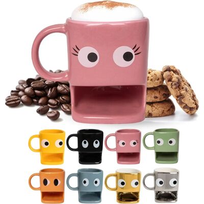 Mug avec Support pour Biscuits - Céramique Rose 240ml - Publicité Mug avec Support pour Biscuits - Céramique Rose 240ml - Publicité