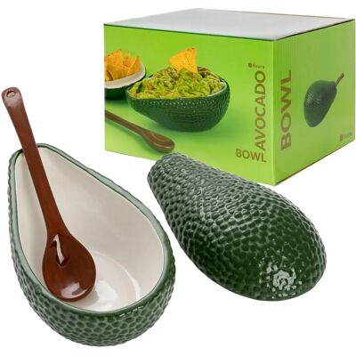 Ciotola guacamole a forma di avocado con coperchio e cucchiaio Ciotola guacamole a forma di avocado con coperchio e cucchiaio
