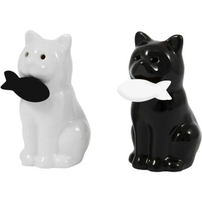 Marke Keramik Katze Salz- und Pfefferset - 5x9cm Marke Keramik Katze Salz- und Pfefferset - 5x9cm
