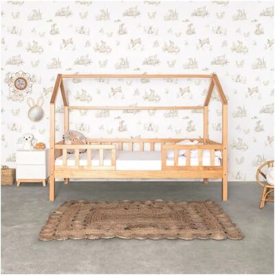 Muemue Kiefer Kinderbett - Montessori Stil mit Sicherheitsgeländern Muemue Kiefer Kinderbett - Montessori Stil mit Sicherheitsgeländern