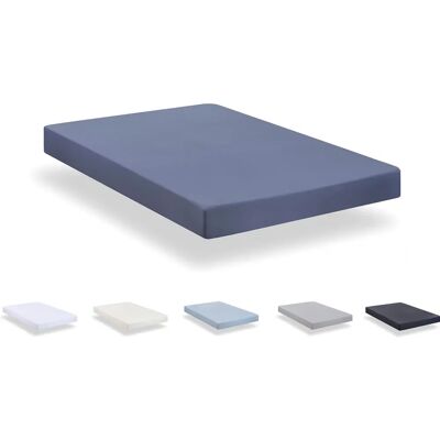 TODOCAMA 140x190/200 Microfibra Azul grisáceo Sábana bajera ajustable - Sábana bajera TODOCAMA 140x190/200 Microfibra Azul grisáceo Sábana bajera ajustable - Sábana bajera