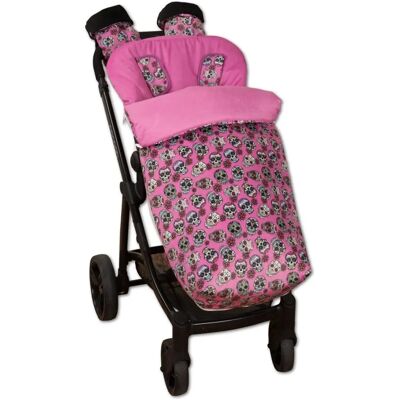 BABYLINE Skull Rose Fuchsia Gigoteuse pour poussette - Sac de bébé universel BABYLINE Skull Rose Fuchsia Gigoteuse pour poussette - Sac de bébé universel