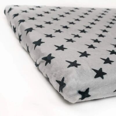 Drap-housse BABYLINE Gris aux Étoiles Noires - Literie Drap-housse BABYLINE Gris aux Étoiles Noires - Literie