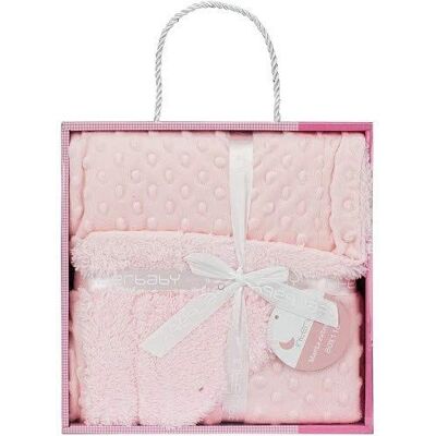 Interbaby Rosa Babyfilt - Mjuk sammetfilt med bollar och lamm Interbaby Rosa Babyfilt - Mjuk sammetfilt med bollar och lamm