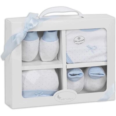 INTERBABY Baby Kleding Set - 4 Stuks, Katoen, Blauw INTERBABY Baby Kleding Set - 4 Stuks, Katoen, Blauw