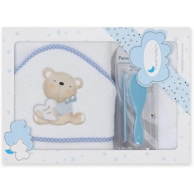 Interbaby P1177-11 Cape de bain en coton - Blanc/Bleu - Type de bain Interbaby P1177-11 Cape de bain en coton - Blanc/Bleu - Type de bain