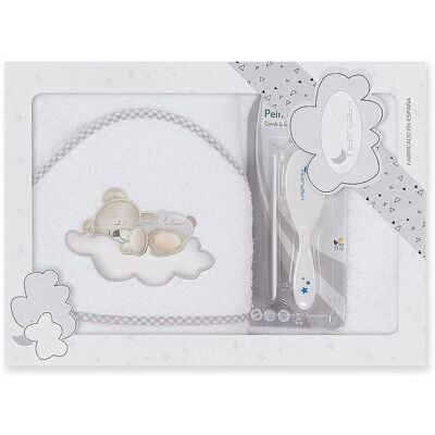 Interbaby - Medvídek ve vaně s hřeben - white-gray - 100 x 100 cm - 100% algodón - Toalla Interbaby - Medvídek ve vaně s hřeben - white-gray - 100 x 100 cm - 100% algodón - Toalla