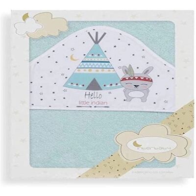 INTERBABY Serviette de bébé turquoise - Capuche, 100x100cm - Serviette pour bébé INTERBABY Serviette de bébé turquoise - Capuche, 100x100cm - Serviette pour bébé