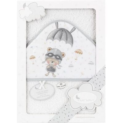 INTERBABY Katoenen Kapuzenhanddoek - Diermotief - 100x100cm - Handdoek INTERBABY Katoenen Kapuzenhanddoek - Diermotief - 100x100cm - Handdoek