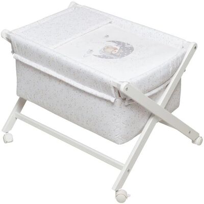Berceau bébé Interbaby - Blanc avec Bear Sleeping Gris - 55x90x72 cm Berceau bébé Interbaby - Blanc avec Bear Sleeping Gris - 55x90x72 cm
