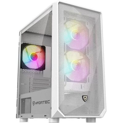 Case per PC Gaming Nfortec NF-CS-DYS-W Bianca con RGB e vetro temperato Case per PC Gaming Nfortec NF-CS-DYS-W Bianca con RGB e vetro temperato