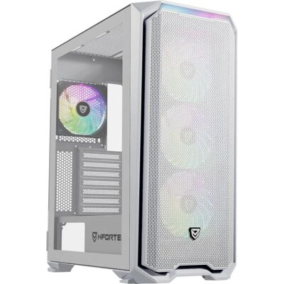 Obudowa Nfortec KRATER X Biała ATX Mid Tower - RGB, Tłukione szkło Obudowa Nfortec KRATER X Biała ATX Mid Tower - RGB, Tłukione szkło
