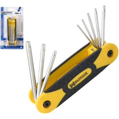 WOLFPACK Juego llaves torx plegable 8 piezas inviolable - Juego de 8 llaves Torx WOLFPACK Juego llaves torx plegable 8 piezas inviolable - Juego de 8 llaves Torx