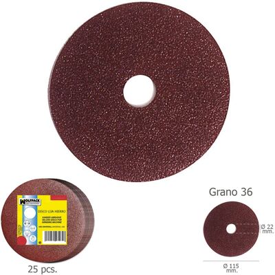 WOLFPACK - Disque à poncer métal 115x22 mm - Grain 36 - Pack de 25 WOLFPACK - Disque à poncer métal 115x22 mm - Grain 36 - Pack de 25