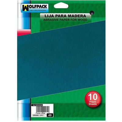 Papier Abrasif Bois Grains 40 WOLFPACK - Pack de 10 feuilles Papier Abrasif Bois Grains 40 WOLFPACK - Pack de 10 feuilles
