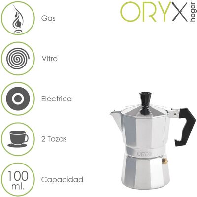 ORYX Cafetera de Aluminio 2 Tazas (100 ml.) ORYX Cafetera de Aluminio 2 Tazas (100 ml.)