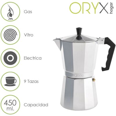 Oryx Cafetera Italiana Clásica 9 Tazas - Plateado Oryx Cafetera Italiana Clásica 9 Tazas - Plateado