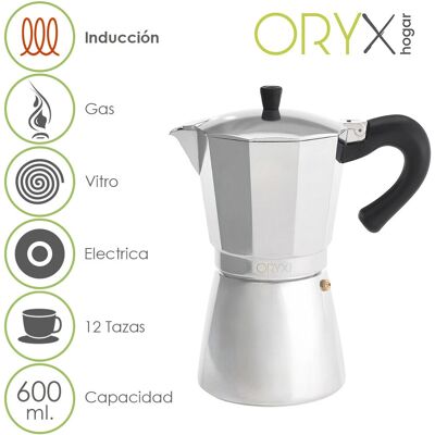 ORYX - Cafetera - Aluminio para inducción - 12 Tazas ORYX - Cafetera - Aluminio para inducción - 12 Tazas