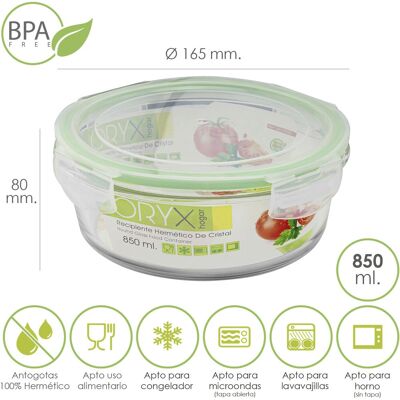 Oryx Borosilikatglas Lebensmittelbehälter - 850ml - Stapelbar - Hygienisch - Gefrierschrank & Mikrowelle geeignet Oryx Borosilikatglas Lebensmittelbehälter - 850ml - Stapelbar - Hygienisch - Gefrierschrank & Mikrowelle geeignet