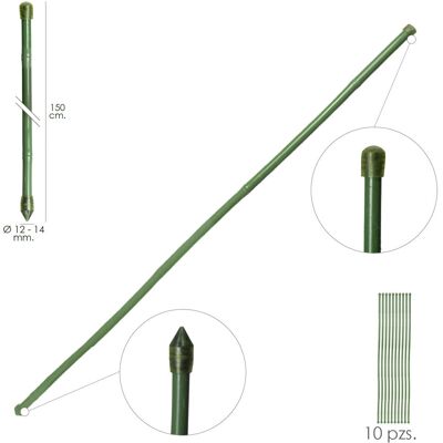 Tuteur en bambou Saturnia - Ø 12-14mm x 150cm - Pack de 10 - Publicité Tuteur en bambou Saturnia - Ø 12-14mm x 150cm - Pack de 10 - Publicité