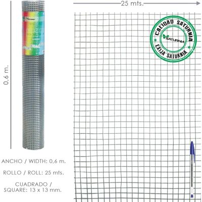 SmartGroup Saturnia - Malla soldada galvanizada 13x13mm - 60cm - 25m SmartGroup Saturnia - Malla soldada galvanizada 13x13mm - 60cm - 25m