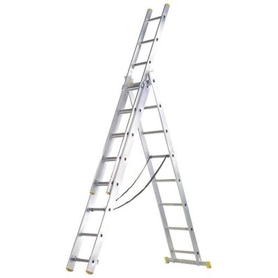 Escalera de Aluminio Wolfpack 3 Tramos 7+7+7 Peldaños - Plegable, Telescópica, Antideslizante Escalera de Aluminio Wolfpack 3 Tramos 7+7+7 Peldaños - Plegable, Telescópica, Antideslizante