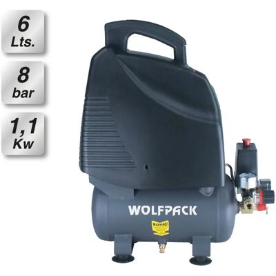 Compresor de aire Wolfpack 6L 8 Bares 1.1kW Compresor de aire Wolfpack 6L 8 Bares 1.1kW