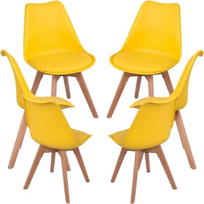 REGALOSMIGUEL Pack 6 Sillas Estilo Nórdico Amarillo - Sillas de Comedor REGALOSMIGUEL Pack 6 Sillas Estilo Nórdico Amarillo - Sillas de Comedor