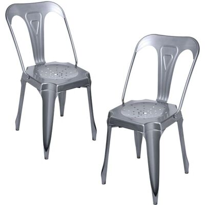RegalosMiguel Modelo - Pack 2 Sillas de Acero - Gris metalizado RegalosMiguel Modelo - Pack 2 Sillas de Acero - Gris metalizado