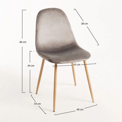 Silla de Comedor Teok Terciopelo Gris Claro - 84x42x39 cm Silla de Comedor Teok Terciopelo Gris Claro - 84x42x39 cm