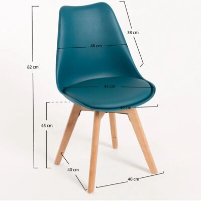 REGALOSMIGUEL Silla Moderna Estilo Nórdico - Polipiel y Madera de Haya - 82x49x43 cm REGALOSMIGUEL Silla Moderna Estilo Nórdico - Polipiel y Madera de Haya - 82x49x43 cm