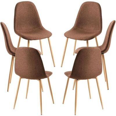 Conjunto de 6 cadeiras Teok Tela Miguel - Tecido e aço reforçado - Marrom - Sala de jantar Conjunto de 6 cadeiras Teok Tela Miguel - Tecido e aço reforçado - Marrom - Sala de jantar