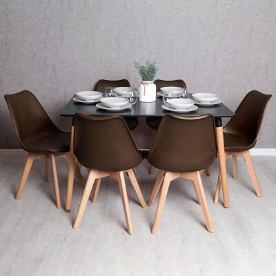 Regalos Miguel - Conjunto de Mesa Retangular 120x80cm Preto - 6 Cadeiras Regalos Miguel - Conjunto de Mesa Retangular 120x80cm Preto - 6 Cadeiras