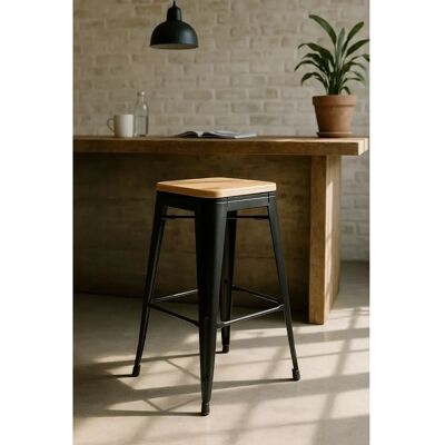 Regalos Miguel - Taburete Alto de Madera Natural - Estilo Industrial - 76cm Regalos Miguel - Taburete Alto de Madera Natural - Estilo Industrial - 76cm