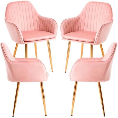 Regalos Miguel - Conjunto de 4 Cadeiras de Jantar de Veludo Rosa - Estilo Nórdico Regalos Miguel - Conjunto de 4 Cadeiras de Jantar de Veludo Rosa - Estilo Nórdico