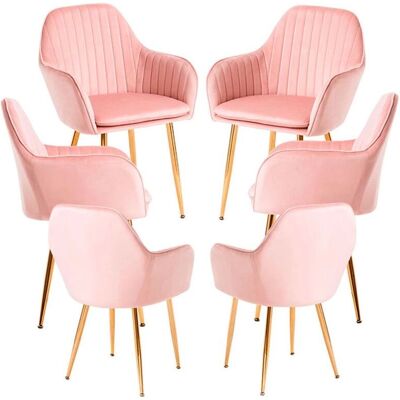 Cadeiras de veludo Chic Golden Miguel - Pack de 6 - Rosa Cadeiras de veludo Chic Golden Miguel - Pack de 6 - Rosa