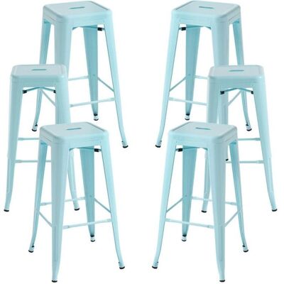 Regalos Miguel Torix Altos - 6 Banquetas de Aço - Azul Céu - Conjunto de Banquetas Altas Regalos Miguel Torix Altos - 6 Banquetas de Aço - Azul Céu - Conjunto de Banquetas Altas