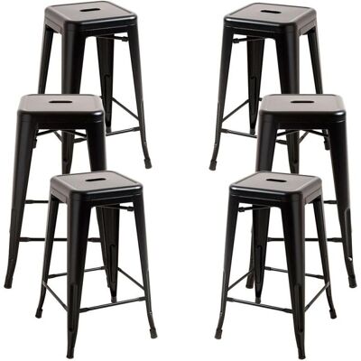 Miguel Torix Bajos - Pack de 6 Banquetas de Aço Reforçado - Preto Fosco Miguel Torix Bajos - Pack de 6 Banquetas de Aço Reforçado - Preto Fosco