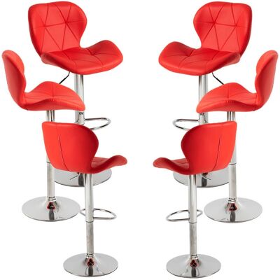 Regalos Miguel Conjunto de 6 Banquetas - Couro Sintético - Vermelho - 107x39x39 cm Regalos Miguel Conjunto de 6 Banquetas - Couro Sintético - Vermelho - 107x39x39 cm