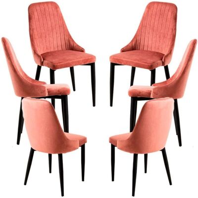Regalos Miguel - Conjunto de 6 cadeiras de veludo - Rosa - Conjunto de Cadeiras Regalos Miguel - Conjunto de 6 cadeiras de veludo - Rosa - Conjunto de Cadeiras