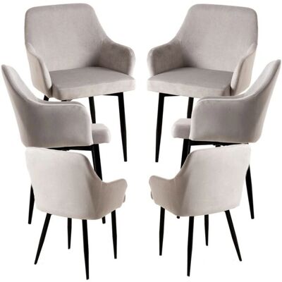 Regalos Miguel 6 Cadeiras de Veludo para Jantar - Cinza Regalos Miguel 6 Cadeiras de Veludo para Jantar - Cinza