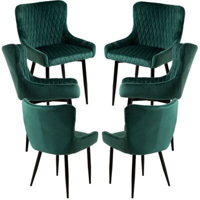 Conjunto de 6 Cadeiras de Veludo REGALOS MIGUEL - Verde Conjunto de 6 Cadeiras de Veludo REGALOS MIGUEL - Verde