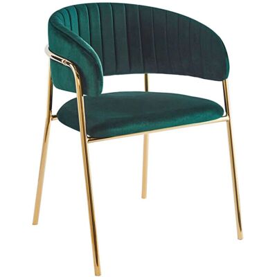 Miguel - Moniel Veludo Dourado - Verde - Cadeira - Estilo Nórdico Miguel - Moniel Veludo Dourado - Verde - Cadeira - Estilo Nórdico